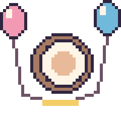 Pixel art Noix de coco avec des ballons, grille 40 × 40