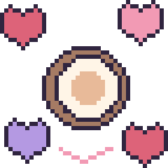 Pixel art Noix de coco avec des cœurs, grille 40 × 40