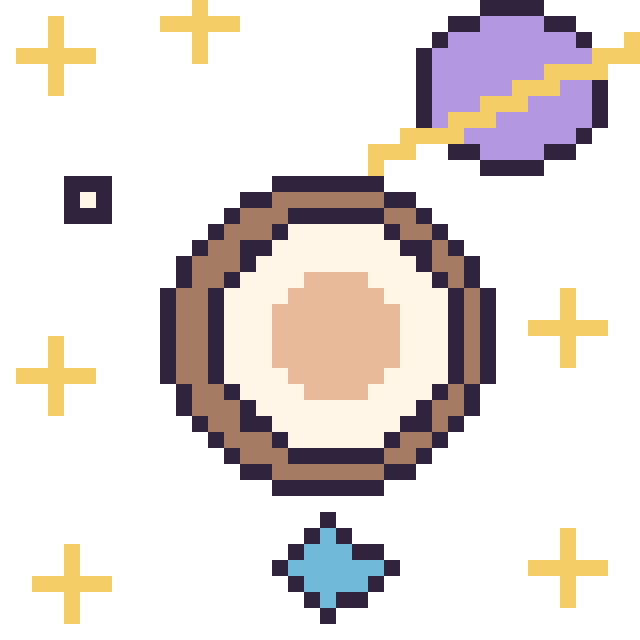 Modèle de pixel art Noix de coco dans l’espace sur une grille de 40 par 40 cases