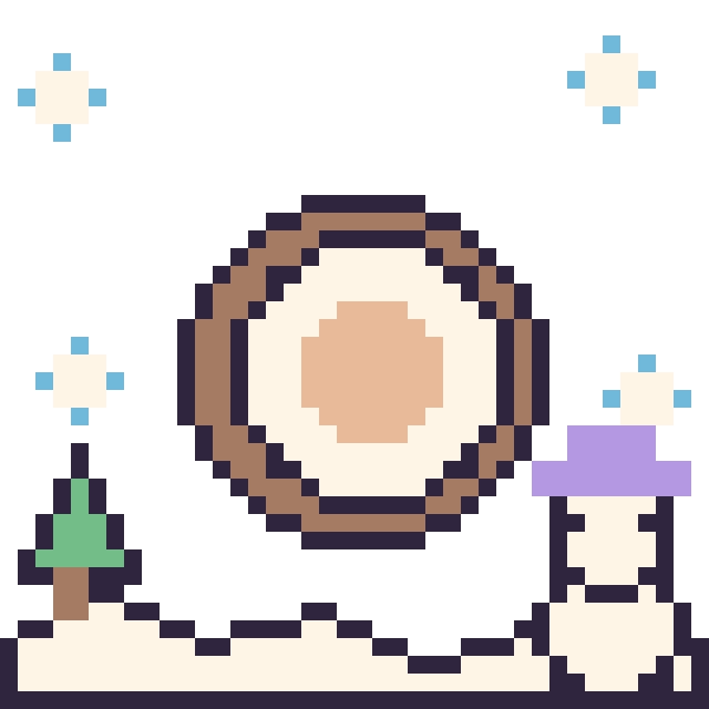 Modèle de pixel art Noix de coco en hiver sur une grille de 40 par 40 cases