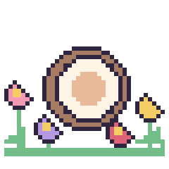 Pixel art Noix de coco dans le jardin, grille 40 × 40