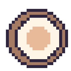 Pixel art Noix de coco, grille 24 × 24
