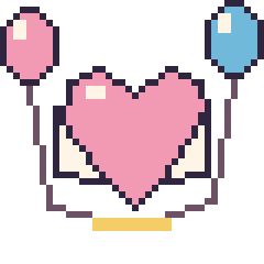 Pixel art Cœur ailé avec des ballons, grille 40 × 40