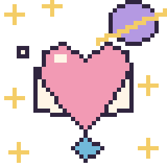 Pixel art Cœur ailé dans l’espace, grille 40 × 40