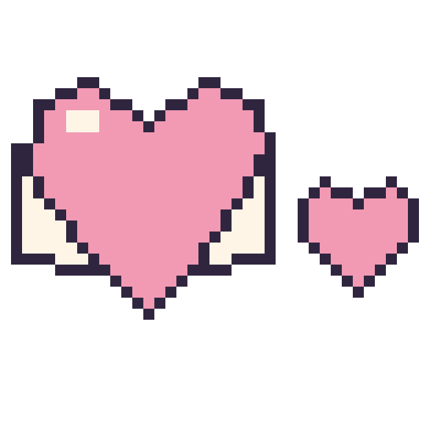Modèle de pixel art Cœur ailé et Cœur simple 12 × 12 sur une grille de 40 par 40 cases