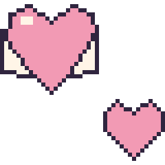 Pixel art Cœur ailé et Cœur simple 16 × 16, grille 40 × 40