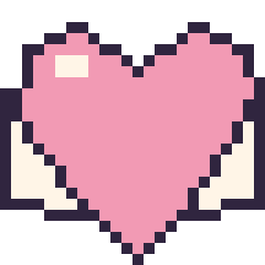 Pixel art Cœur ailé, grille 24 × 24
