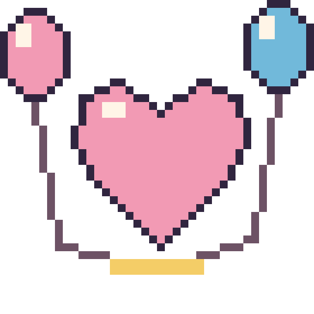 Modèle de pixel art Cœur avec des ballons sur une grille de 40 par 40 cases
