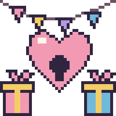 Pixel art Cœur cadenas pour un anniversaire, grille 40 × 40