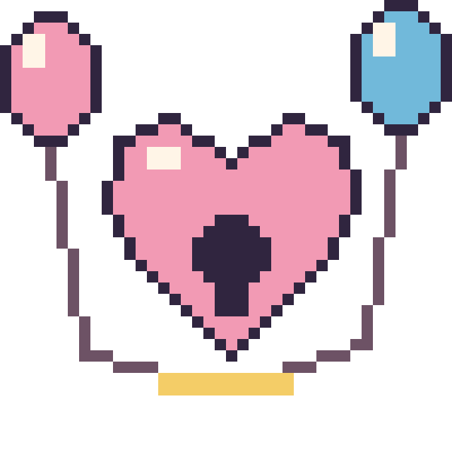 Modèle de pixel art Cœur cadenas avec des ballons sur une grille de 40 par 40 cases