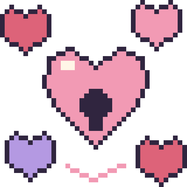 Modèle de pixel art Cœur cadenas avec des cœurs sur une grille de 40 par 40 cases