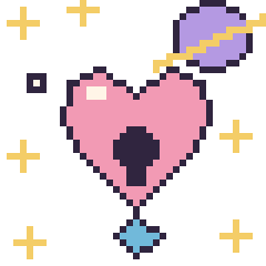 Pixel art Cœur cadenas dans l’espace, grille 40 × 40