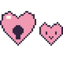 Pixel art Cœur cadenas et Cœur kawaii 16 × 16, grille 40 × 40