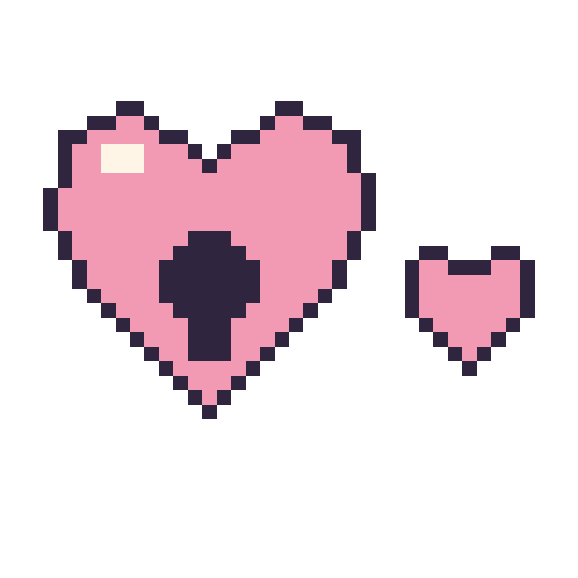 Modèle de pixel art Cœur cadenas et Cœur simple 10 × 10 sur une grille de 40 par 40 cases
