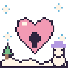 Pixel art Cœur cadenas en hiver, grille 40 × 40