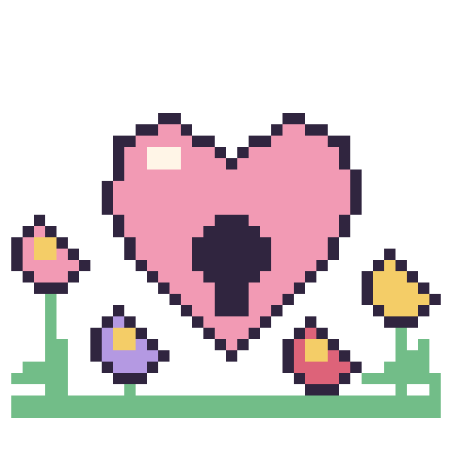 Modèle de pixel art Cœur cadenas dans le jardin sur une grille de 40 par 40 cases