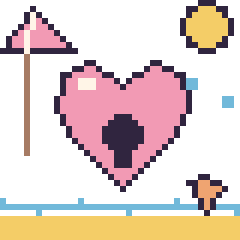Pixel art Cœur cadenas à la plage, grille 40 × 40