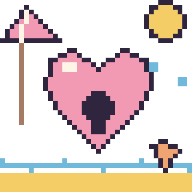 Modèle de pixel art Cœur cadenas à la plage sur une grille de 40 par 40 cases