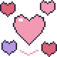 Pixel art Cœur avec des cœurs, grille 40 × 40