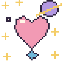 Pixel art Cœur dans l’espace, grille 40 × 40