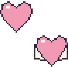 Pixel art Cœur et Cœur ailé, grille 48 × 48