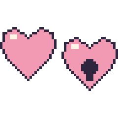 Pixel art Cœur et Cœur cadenas, grille 48 × 48