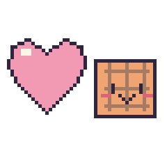 Pixel art Cœur et Gaufre kawaii, grille 48 × 48