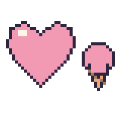 Pixel art Cœur et Glace kawaii 16 × 16, grille 40 × 40