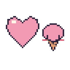 Pixel art Cœur et Glace kawaii, grille 48 × 48