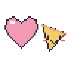 Pixel art Cœur et Pizza kawaii, grille 48 × 48