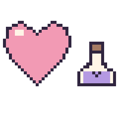 Pixel art Cœur et Potion kawaii 16 × 16, grille 40 × 40
