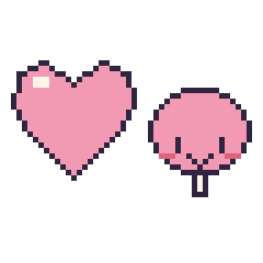 Pixel art Cœur et Sucette kawaii, grille 48 × 48