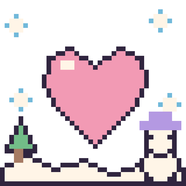Modèle de pixel art Cœur en hiver sur une grille de 40 par 40 cases