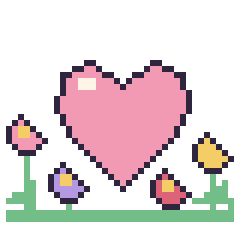 Pixel art Cœur dans le jardin, grille 40 × 40
