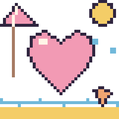 Pixel art Cœur à la plage, grille 40 × 40