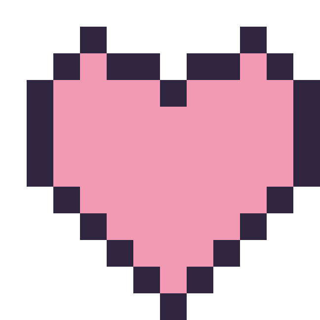 Modèle de pixel art Cœur simple 12 × 12 sur une grille de 12 par 12 cases