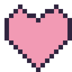 Pixel art Cœur simple 16 × 16, grille 16 × 16