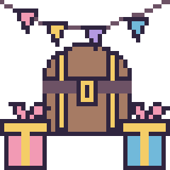 Pixel art Coffre de pirate pour un anniversaire, grille 40 × 40