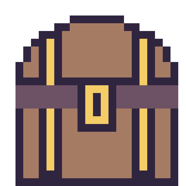 Modèle de pixel art Coffre de pirate sur une grille de 24 par 24 cases