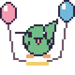 Pixel art Colibri avec des ballons, grille 40 × 40