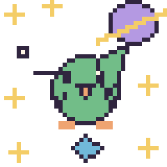 Pixel art Colibri dans l’espace, grille 40 × 40
