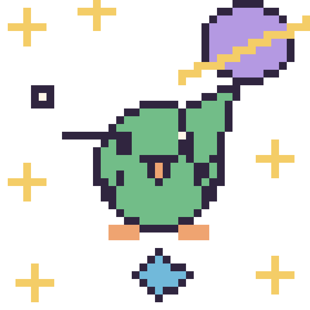 Modèle de pixel art Colibri dans l’espace sur une grille de 40 par 40 cases