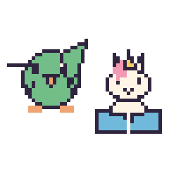 Pixel art Colibri et Licorne avec un livre, grille 48 × 48
