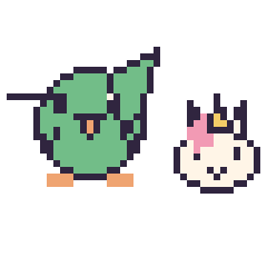 Pixel art Colibri et Licorne en portrait, grille 40 × 40