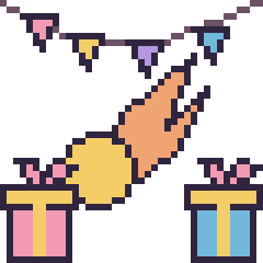 Pixel art Comète pour un anniversaire, grille 40 × 40