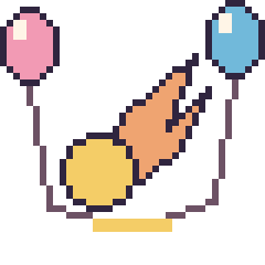 Pixel art Comète avec des ballons, grille 40 × 40