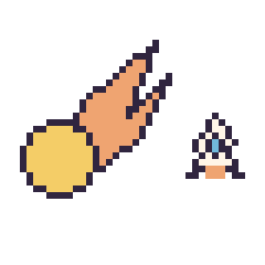Pixel art Comète et Fusée simple 10 × 10, grille 40 × 40
