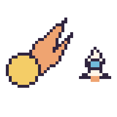 Pixel art Comète et Fusée simple 12 × 12, grille 40 × 40
