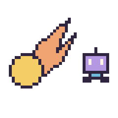 Pixel art Comète et Robot simple 12 × 12, grille 40 × 40