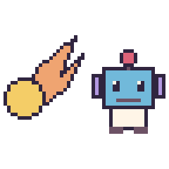 Pixel art Comète et Robot, grille 48 × 48